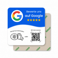 Google Bewertung Aufkleber mit NFC & QR-Code - Weiß