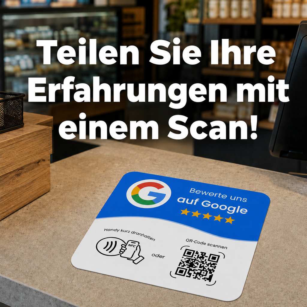 Google Bewertung Aufkleber mit NFC & QR-Code - Weiß
