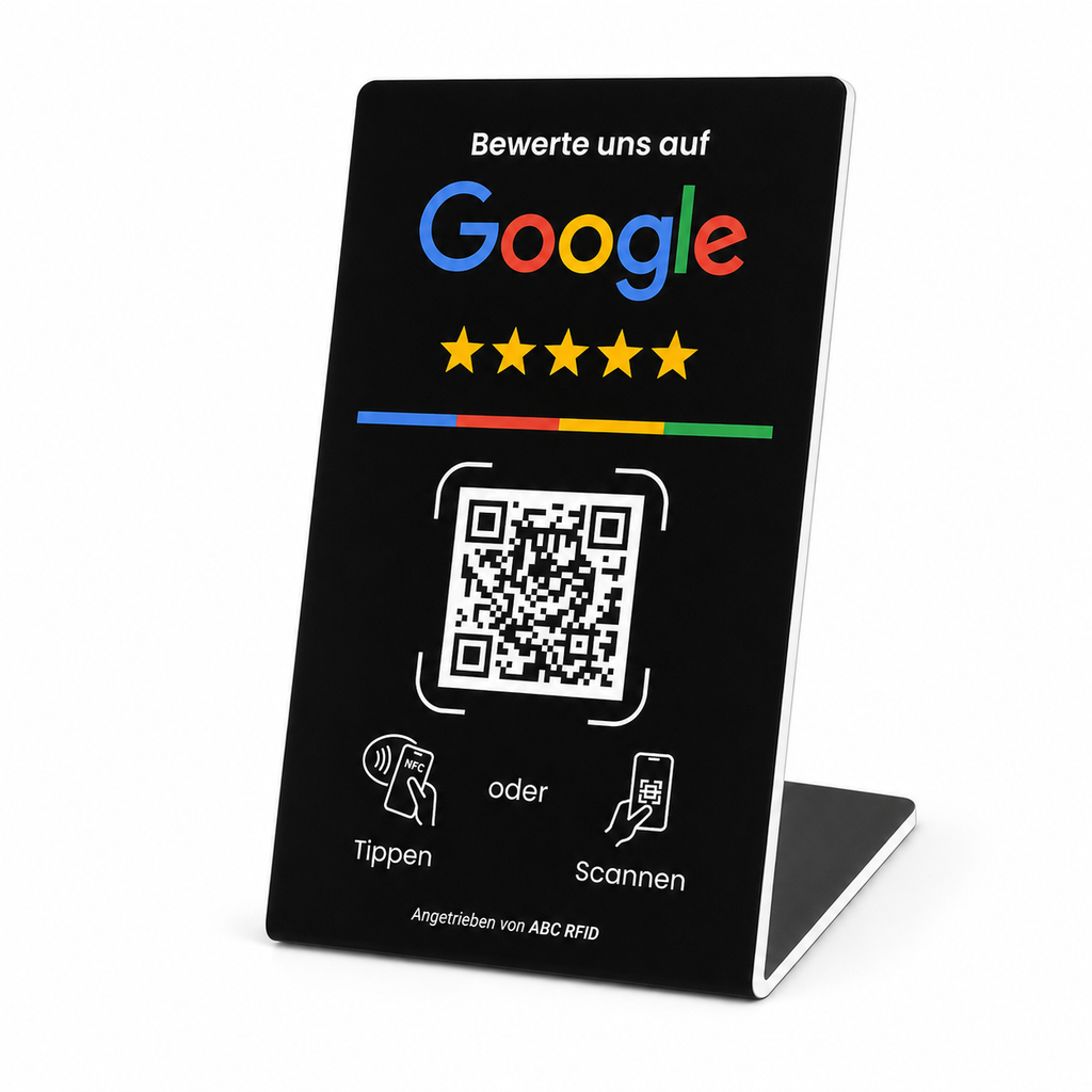 Google Bewertung Aufsteller mit NFC & QR-Code - Schwarz